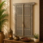 Ventana Decorativa Rajput en Madera Tallada