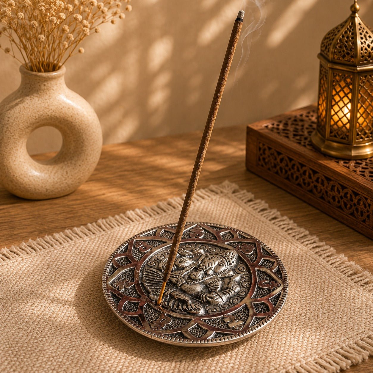 Porta incienso Ganesha Mandala en Metal Artesanal - BOUTIQUEDELAINDIA
