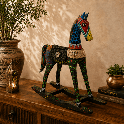 Caballo de Madera Rangrez de Gujarat - BOUTIQUEDELAINDIA
