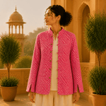 Chaqueta Doble Faz Jardín Gris Rosa - BOUTIQUEDELAINDIA