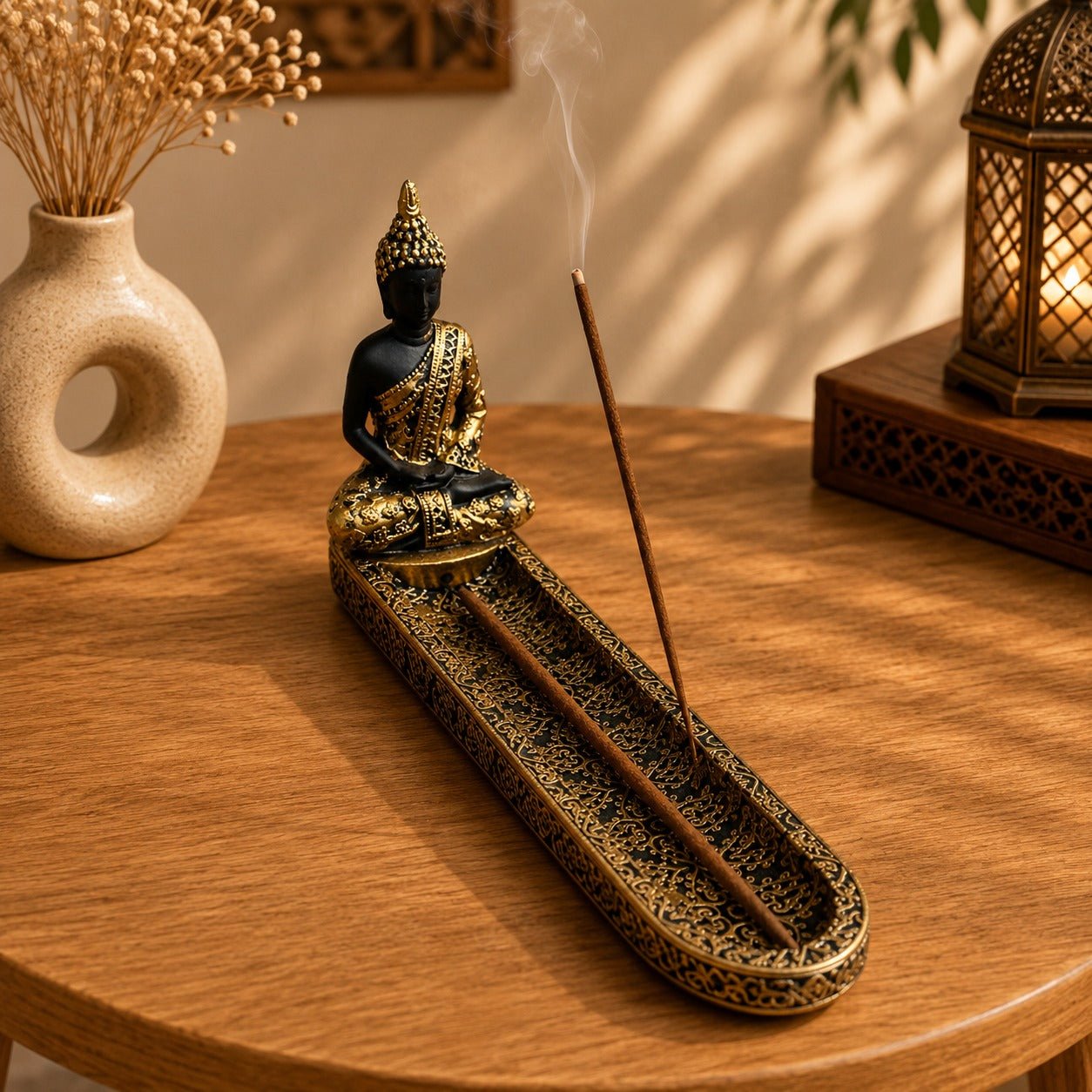 Porta Incienso Buda Dorado Meditación Oriental - BOUTIQUEDELAINDIA