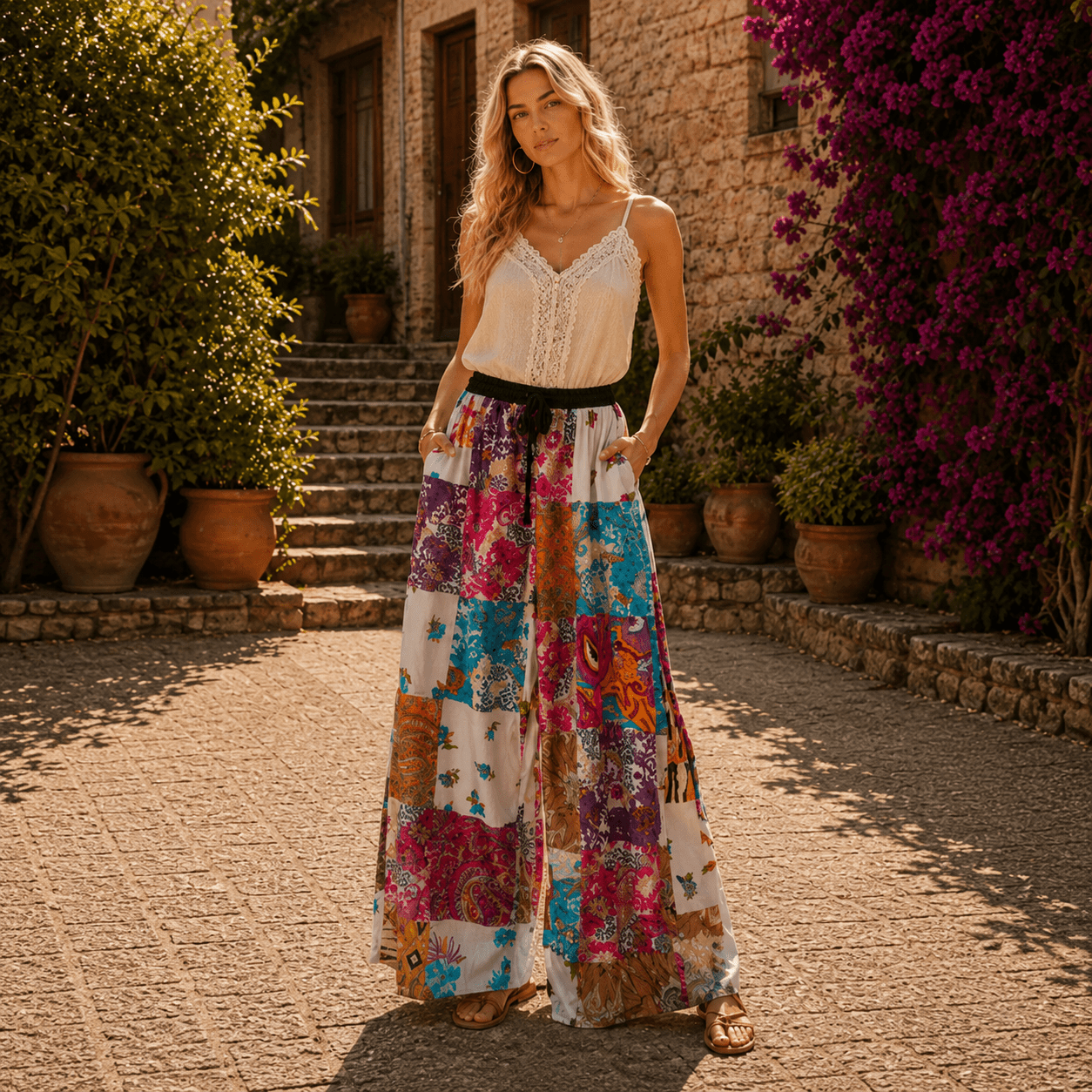 Pantalón Palazzo Mosaico Jaipur - BOUTIQUEDELAINDIA