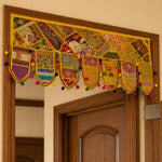 Cenefa India Jaisalmer Dorada con Pompones - BOUTIQUEDELAINDIA