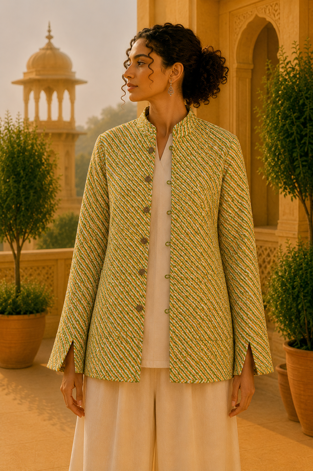 Chaqueta Doble Faz Oliva Mandarina