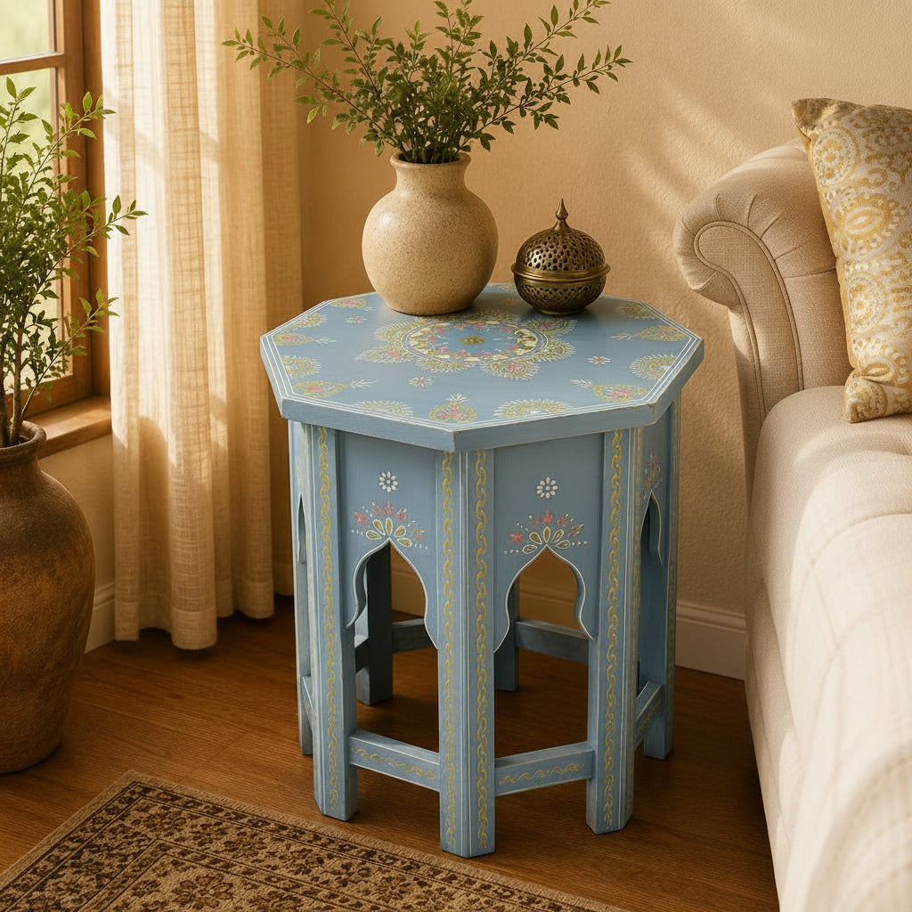 Mesa Auxiliar Octagonal Azul Cielo Mística