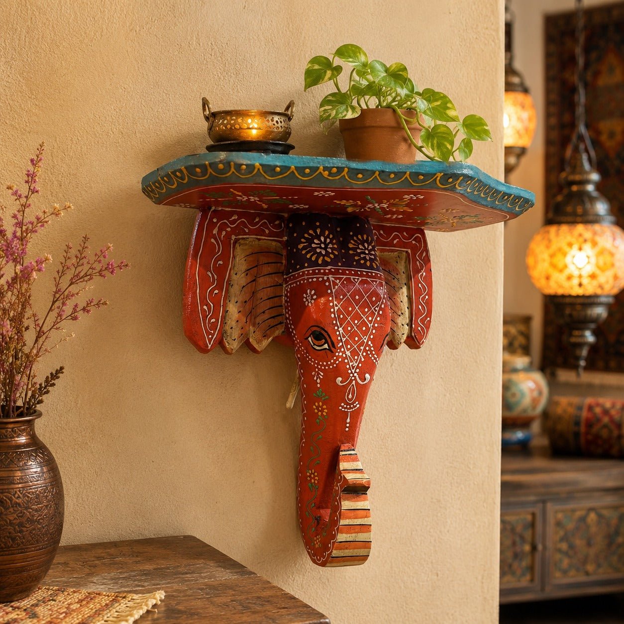Repisa Decorativa Elefante de los Palacios de Mysore - BOUTIQUEDELAINDIA