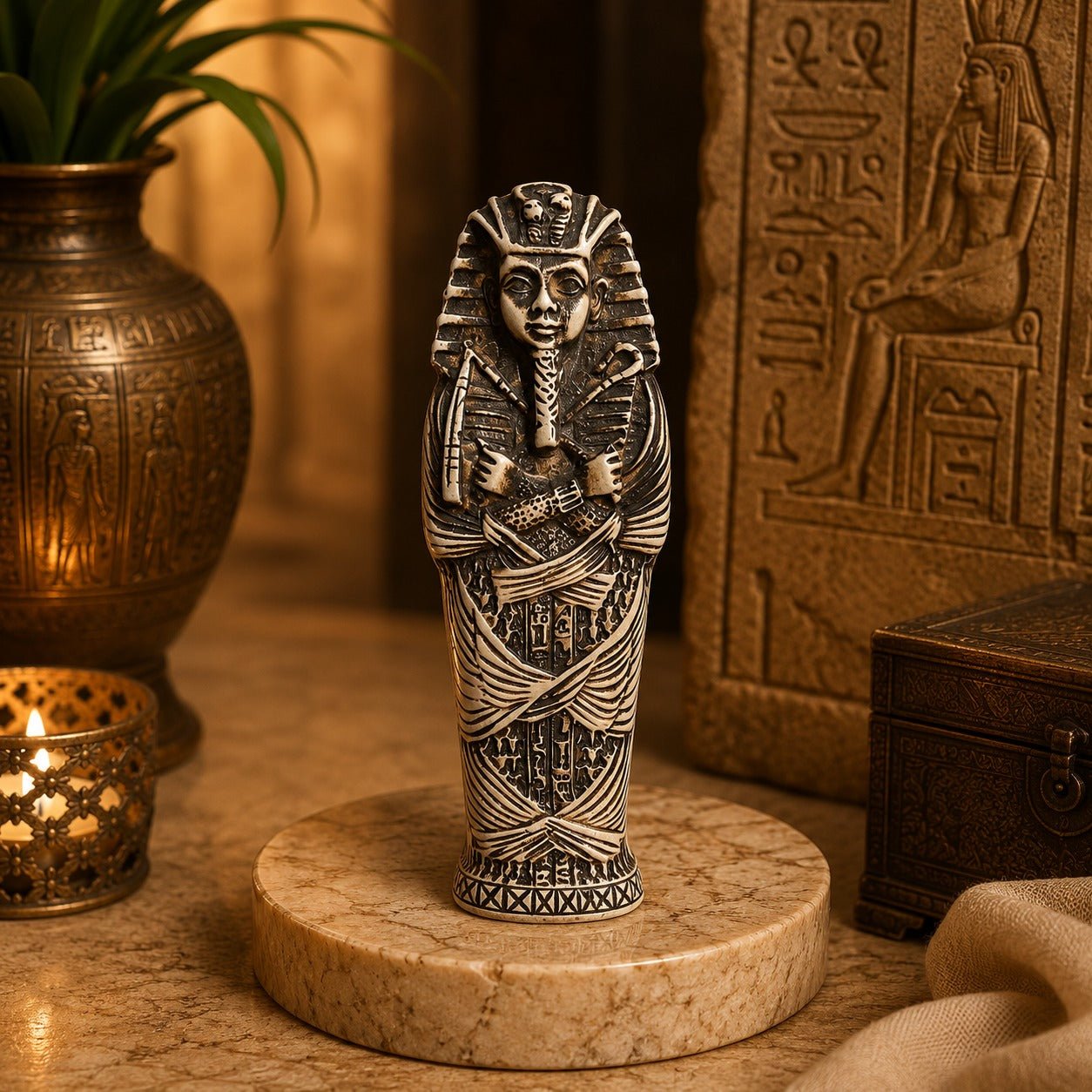 Escultura Sarcófago Menkara con Compartimento Secreto - BOUTIQUEDELAINDIA