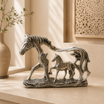  Figura Decorativa Caballo con Potrillo en Aluminio 
