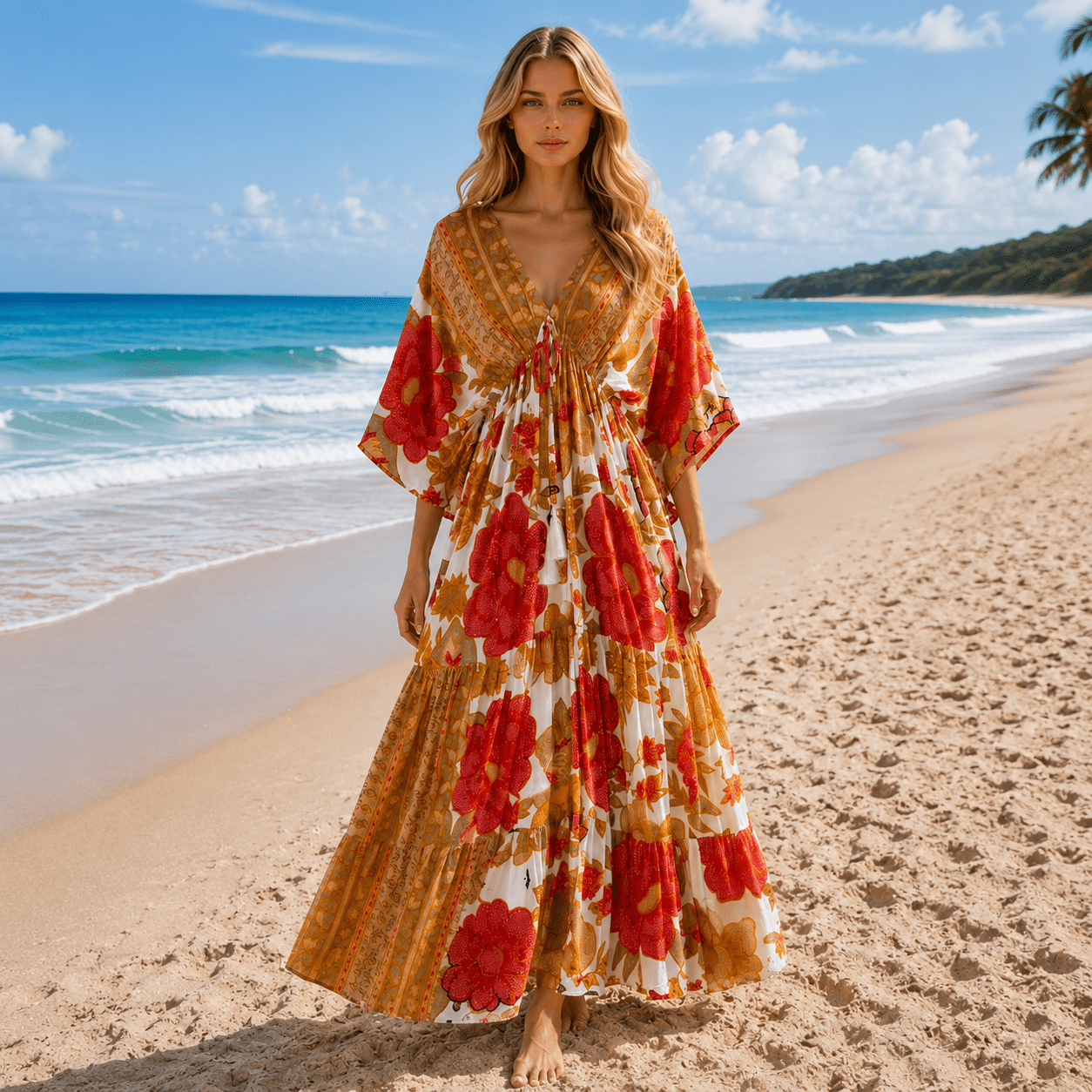 Vestido Meher 100 % Viscosa importada Rojo - BOUTIQUEDELAINDIA