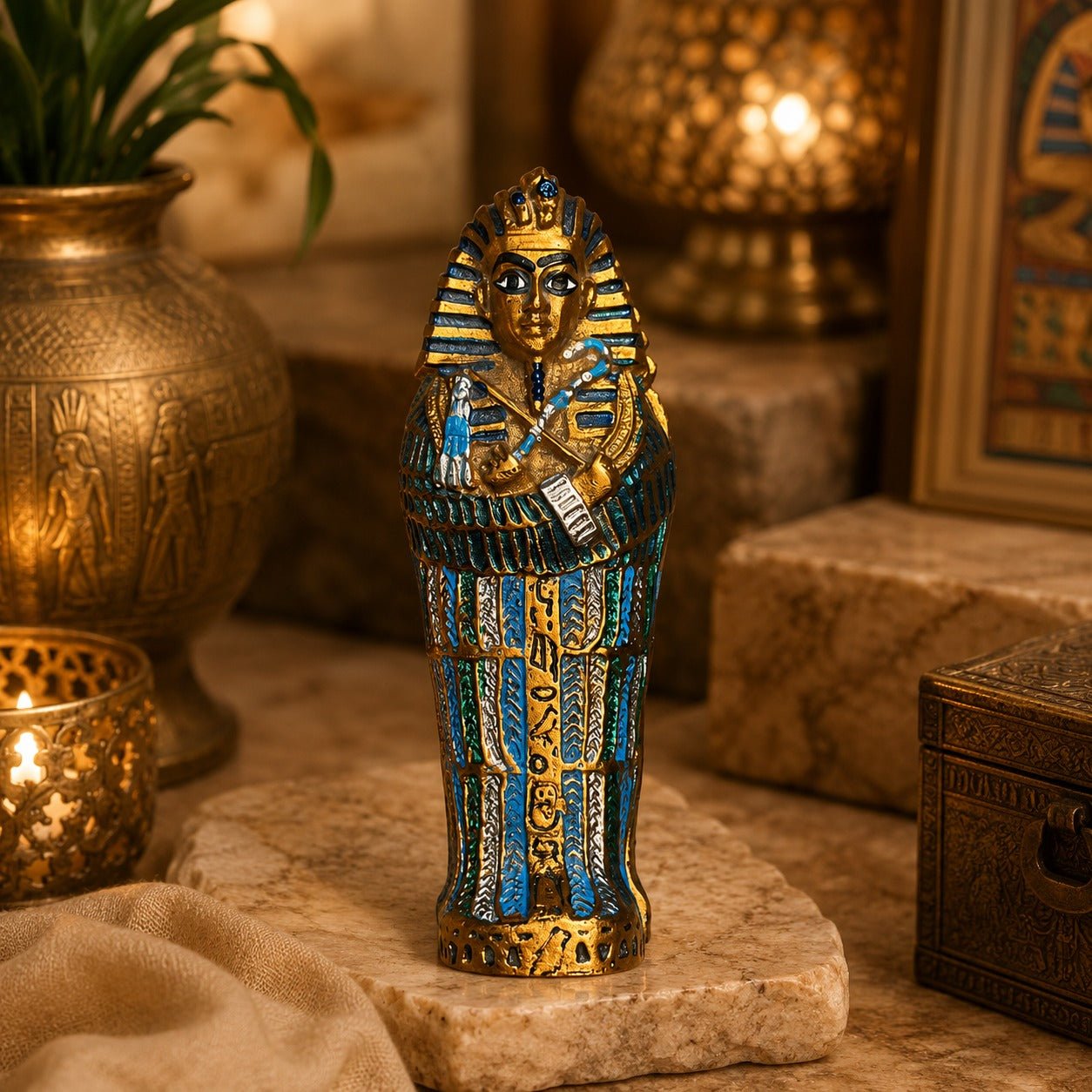 Escultura Faraón Khepri con Compartimento Oculto - BOUTIQUEDELAINDIA