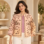 chaqueta bordada mujer, chaqueta algodón, chaqueta rosa palo