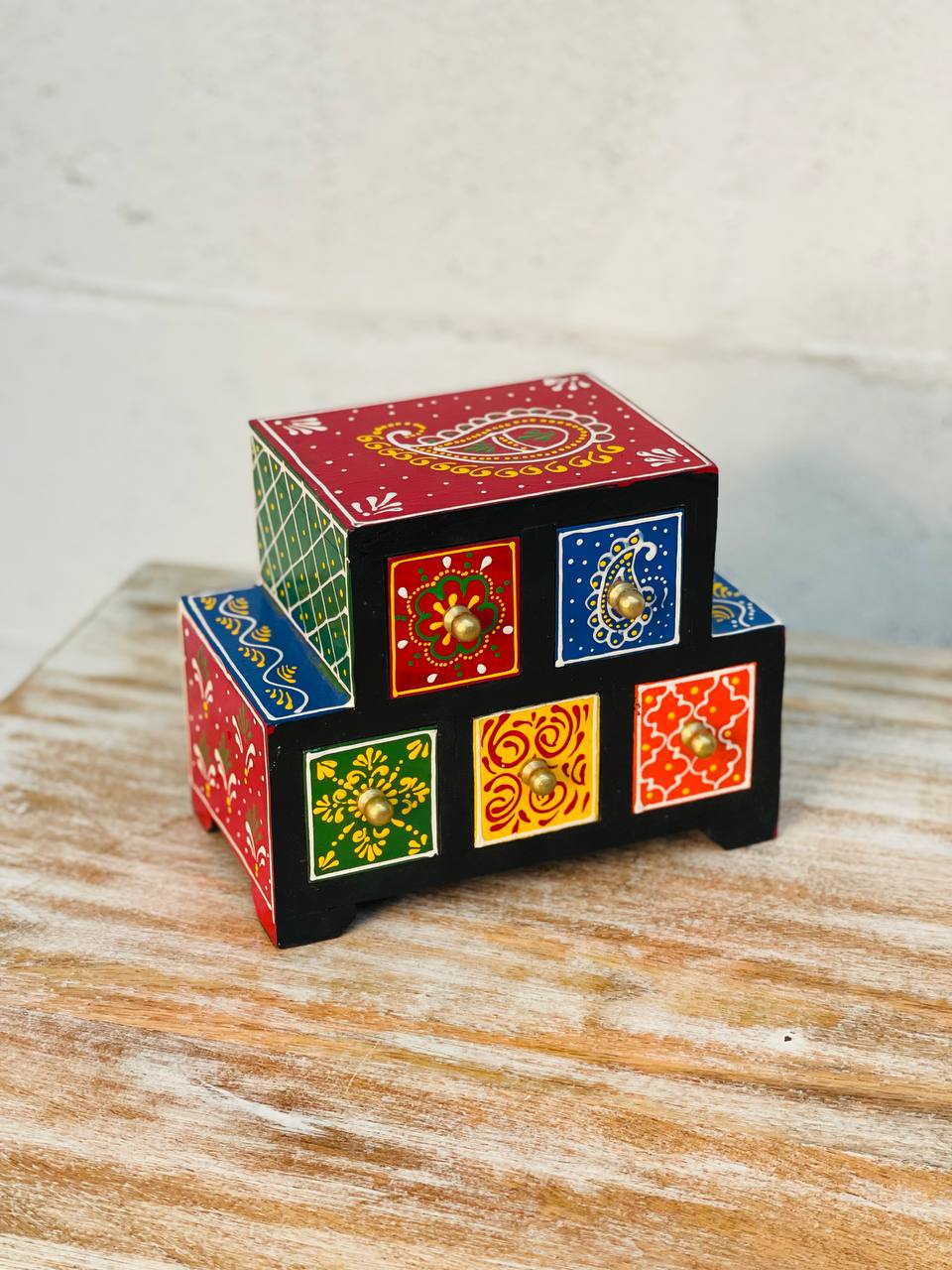 Joyero de Madera "Arte en Cinco Cajones" - Pintado a Mano