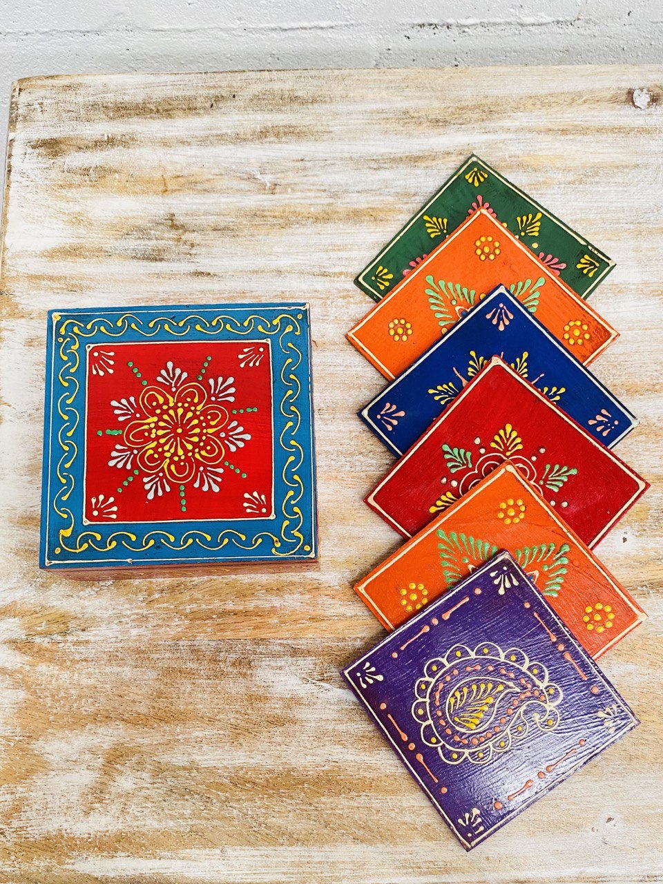 Porta Vasos de Madera "Mumbai Harmony" para 6 Puestos