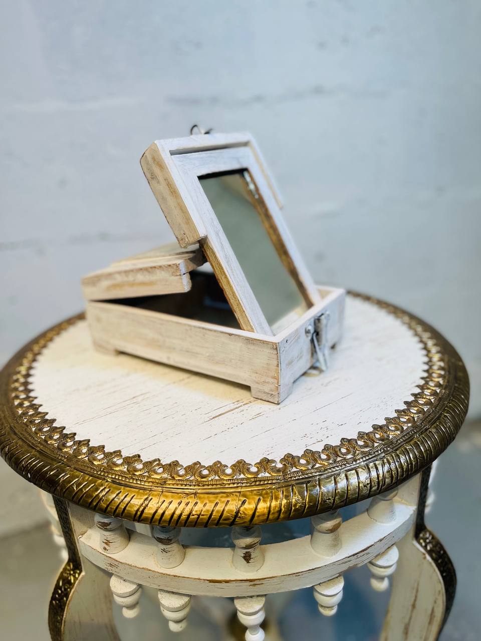 Caja Vintage con Espejo para Barbero - Madera con Diseño Retro