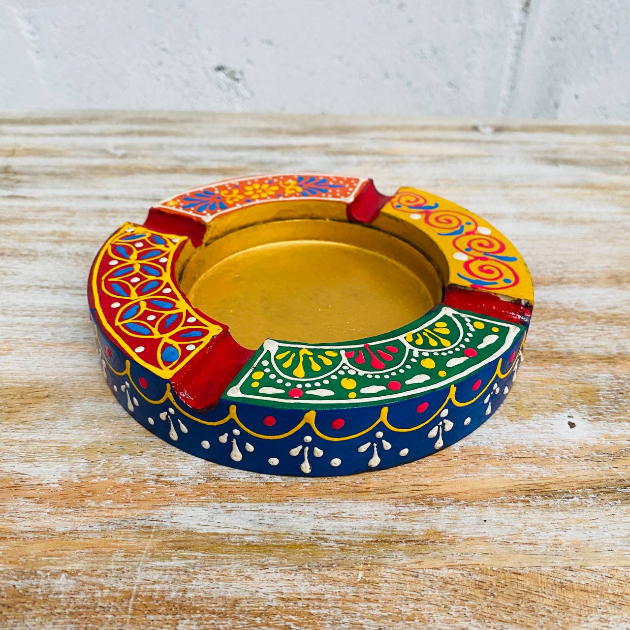 Cenicero Redondo "Arte en Madera" - Pintado a Mano