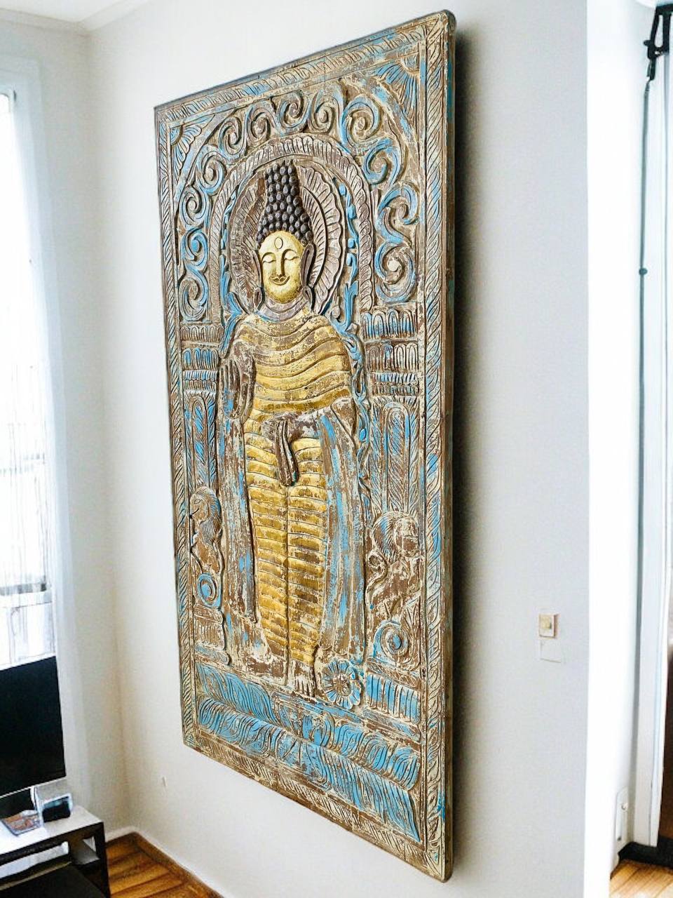 Cuadro en Madera Tallado a Mano con Diseño de Buda